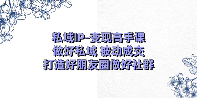 图片[1]-私域IP-变现高手课：做好私域 被动成交，打造好朋友圈做好社群（18节）-云上仙人资源网