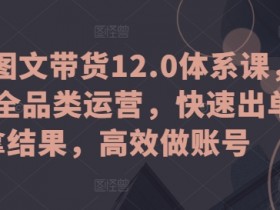 抖音图文带货12.0体系课,主打全品类运营,快速出单拿结果,高效做账号