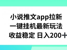 小说推文APP拉新,一键挂JI新玩法,收益稳定日入200+【揭秘】