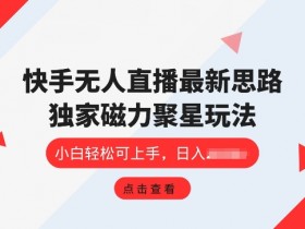 快手无人直播项目,独家玩法,简单易上手