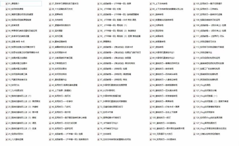手机综合摄影技能课:学习手机拍摄技巧,用手机拍摄有品质短视频-126节 -1 手机综合摄影技能课:学习手机拍摄技巧,用手机拍摄有品质短视频-126节 -1