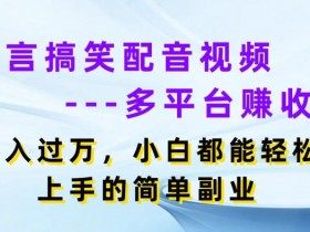 方言搞笑配音视频多平台赚收益,月入过w,小白都能轻松上手的简单副业