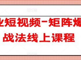 企业短视频-矩阵爆客战法线上课程