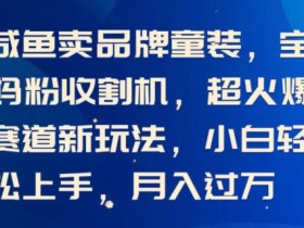闲鱼卖品牌童装,宝妈粉收割机超火爆赛道新玩法,小白轻松上手,月入过w