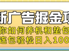 最新广告掘金项目,教你如何养机和垫包,开连包轻松日入100+