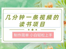 制作简单,长期能做,小白轻松上手,几分钟一条视频的读书项目