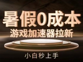 暑假0成本游戏加速器拉新,小白秒上手,无需投资【揭秘】