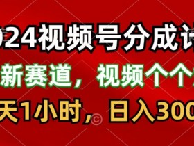 2024视频号分成计划,最新赛道,每天1小时,日入300+