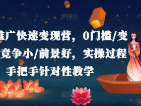 小说推广快速变现营,0门槛/变现快/竞争小/前景好,实操过程手把手针对性教学