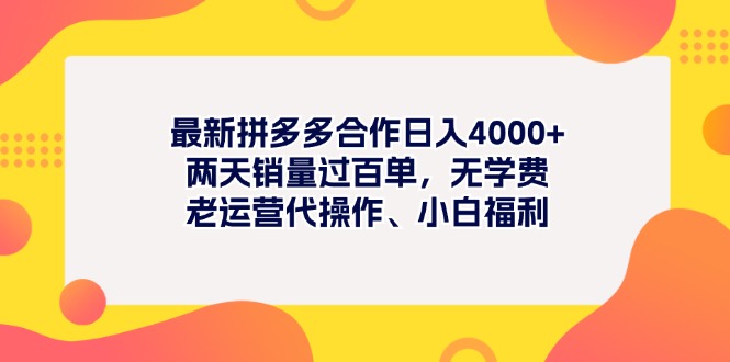 (11410期)全新拼多多平台新项目日入4000 二天销售量过百单,无培训费、老经营代实际操作、新手褔利