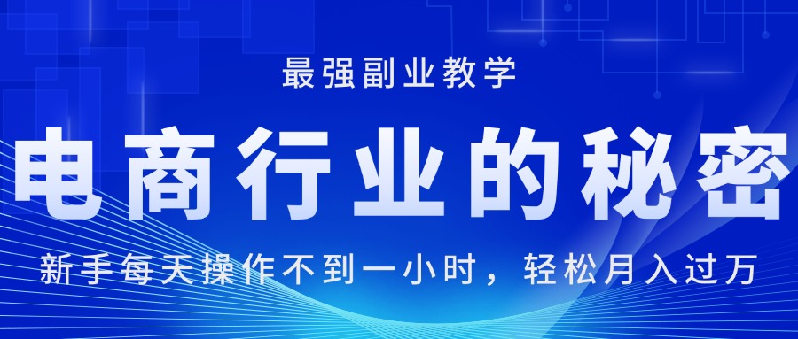 (11427期)电商行业的秘密,新手每天操作不到一小时,月入过万轻轻松松,最强副业…