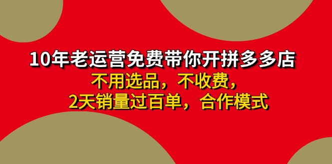(11576期)拼多多-合作开店日入4000+两天销量过百单,无学费、老运营教操作、小白…