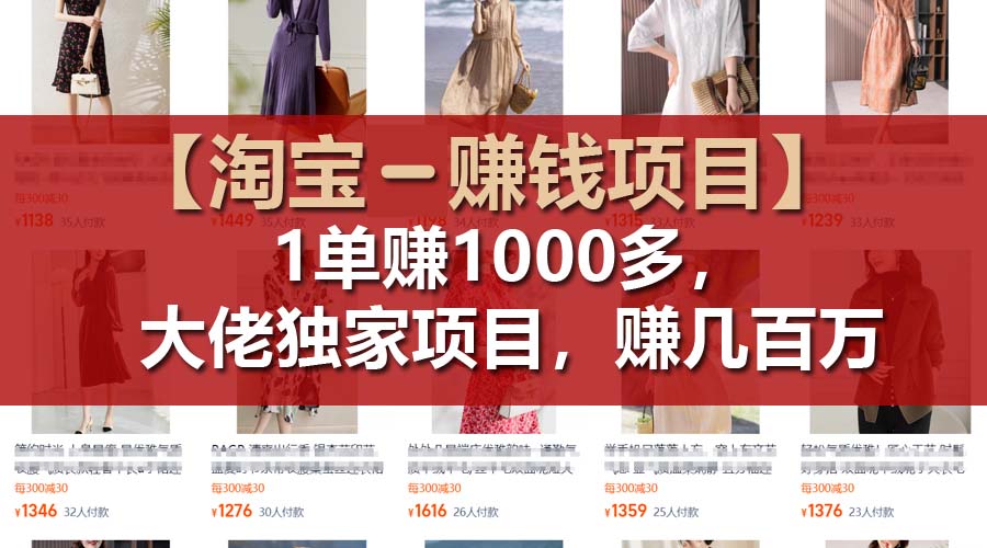 (11685期)【淘宝赚钱项目】1单可赚1000多,大佬独家项目,年赚几百万