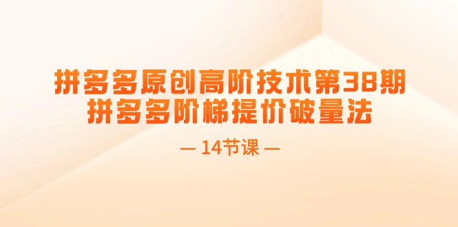 拼多多平台原创设计高级技术性第38期,拼多多平台台阶涨价破量法(14堂课)