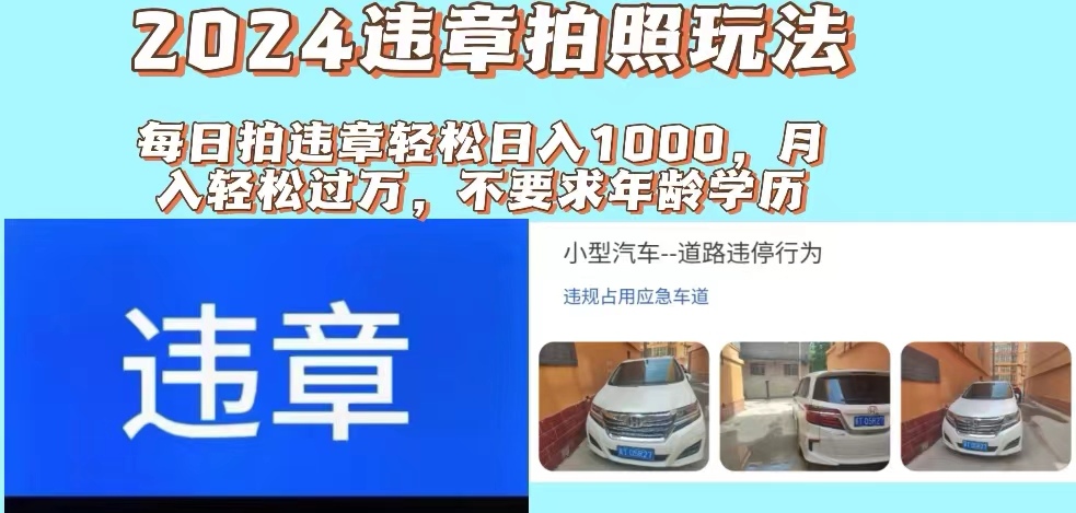 (11743期)2024违章拍照新玩法,推广躺赚+拍照赚钱双模式,日入1000+