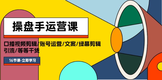 (11803期)操盘手运营课程:口播视频剪辑/账号运营/文案/绿幕剪辑/引流/干货/16节