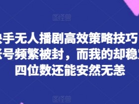 揭秘快手无人播剧高效策略技巧:为何你的账号频繁被封,而我的却稳定日入四位数还能安然无恙【揭秘】
