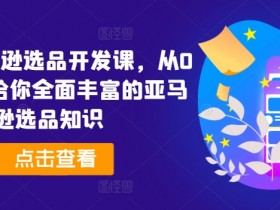 2024亚马逊选品开发课,从0到1,带给你全面丰富的亚马逊选品知识