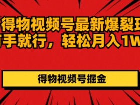 7月得物视频号最新爆裂玩法有手就行,轻松月入1W+
