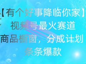 【有个好事降临你家】视频号爆火赛道,商品橱窗,分成计划,条条爆款【揭秘】