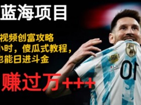 2024蓝海项目,欧洲杯视频创富攻略,每天只需一小时,傻瓜式教程,小白也能日进斗金