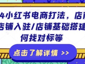 2024小红书电商打法,店前准备/店铺入驻/店铺基础搭建/如何找对标等