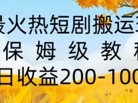 最火热短剧搬运玩法,保姆级教程,日收益几张