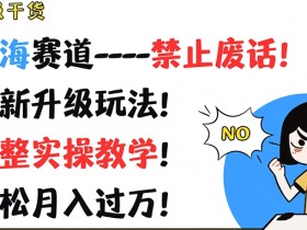 超级干货,蓝海赛道-禁止废话,最新升级玩法,完整实操教学,轻松月入过万【揭秘】