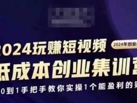 2024短视频创业集训班,2024创业必修,从0到1手把手教你实操1个能盈利的账号