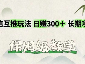 利用微信互推玩法,日赚300+长期项目,外面收费3980的项目