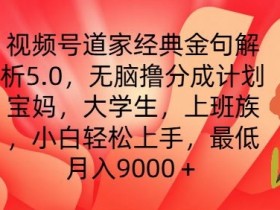 视频号道家经典金句解析5.0.无脑撸分成计划,小白轻松上手,最低月入9000+【揭秘】