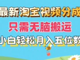 最新淘宝视频分成,只需无脑搬运,小白也能轻松月入五位数,可矩阵批量操作