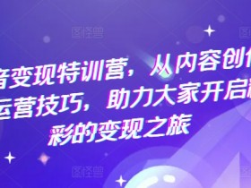 抖音变现特训营,从内容创作到运营技巧,助力大家开启精彩的变现之旅