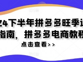 2024下半年拼多多旺季运营指南,拼多多电商教程