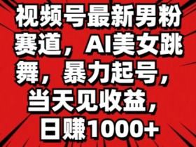 视频号最新男粉赛道,AI美女跳舞,暴力起号,当天见收益,日赚1K
