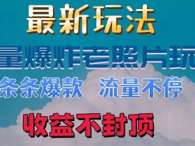 最新流量爆炸的老照片玩法,条条爆款,流量不停,日收300+