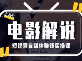 电影解说短视频自媒体赚钱实操课,教你做电影解说短视频,月赚1万