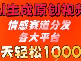 AI生成原创视频,情感赛道分发各大平台, 一天可达1k