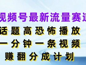 视频号最新流量赛道,话题高恐怖播放,一分钟一天视频,赚翻分成计划