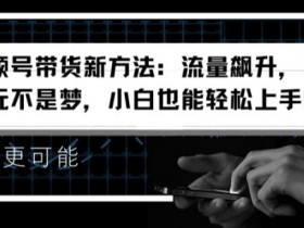 视频号带货新方法:流量飙升,日入千元不是梦,小白也能轻松上手【揭秘】