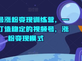 视频号涨粉变现训练营,一站式打造稳定的视频号,涨粉变现模式