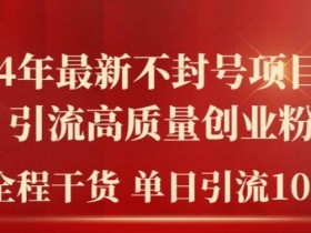 2024年最新不封号项目拆解引流高质量创业粉,全程干货单日轻松引流100+【揭秘】
