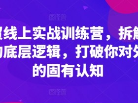 外贸线上实战训练营,拆解外贸的底层逻辑,打破你对外贸的固有认知