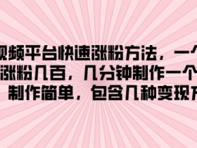 短视频平台快速涨粉方法,几分钟制作一个视频,制作简单,包含几种变现方法