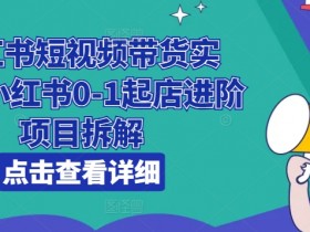 小红书短视频带货实战,小红书0-1起店进阶项目拆解