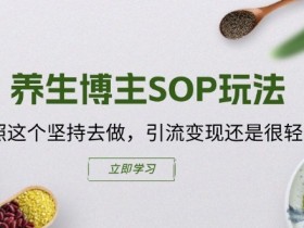 养生博主SOP玩法,按照这个坚持去做,引流变现还是很轻松的