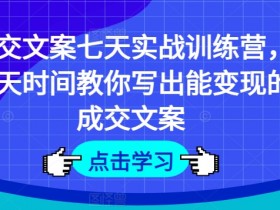 成交文案七天实战训练营,七天时间教你写出能变现的成交文案