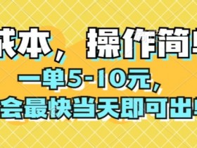 0成本,操作简单,一单5-10元,学会最快当天即可出单