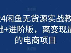 2024闲鱼无货源实战教程-基础+进阶版,离变现最近的电商项目