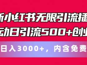 最新小红书无限引流插件全自动日引流500+创业粉,轻松日入3k+,内含免费软件